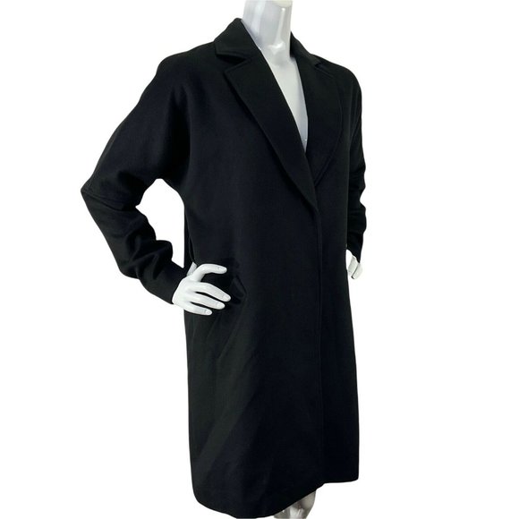 Tularosa Jackets & Blazers - Tularosa Coat Womens Sz S Black Pea Coat hidden Buttons Missing Belt $298 Nwt